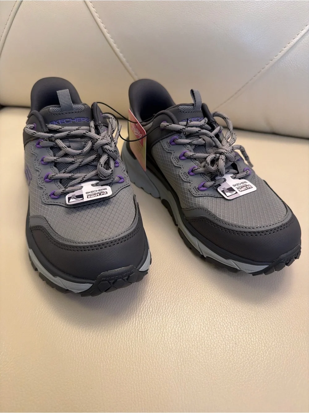Skechers Women's Gray Sneakers with Purple Accents